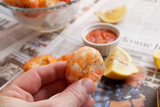 Steamed shrimp ready to eat.