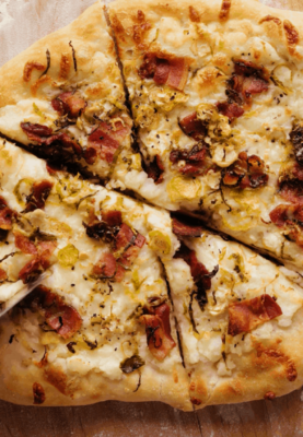 Mashed Potato Pizza with Bacon and Sprouts