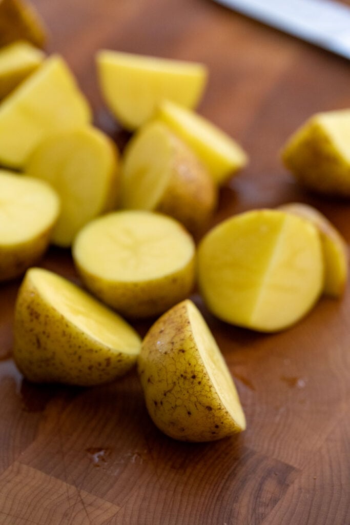 Potatoes chopped for breakfast. 