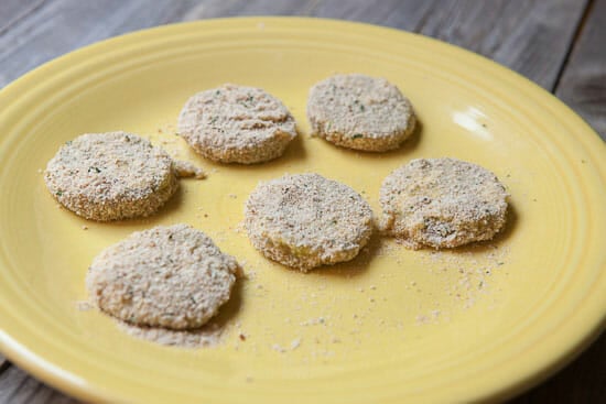 Nuggets are breaded and ready to fry.