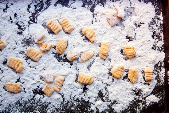 Flouring gnocchi - Butternut Squash Gnocchi