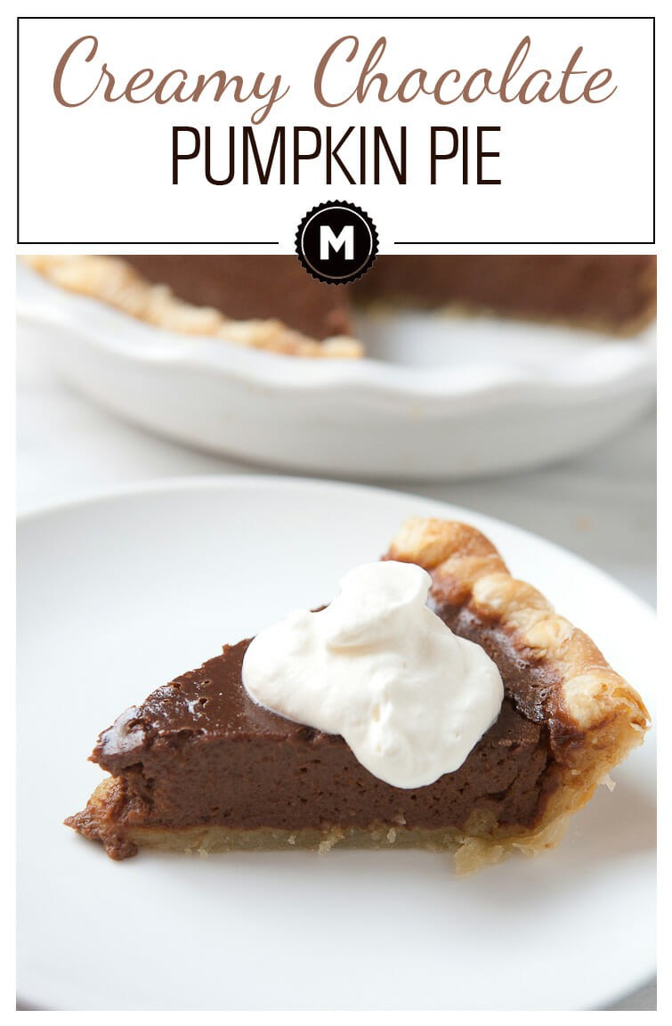 Rich and creamy chocolate pumpkin pie in a homemade butter pie crust. This is the pie you've been waiting for. 