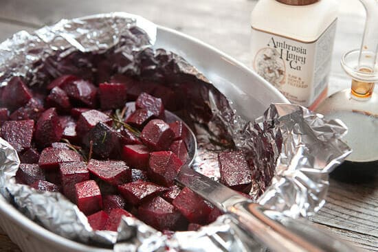 glazing the Balsamic Roasted Beets.
