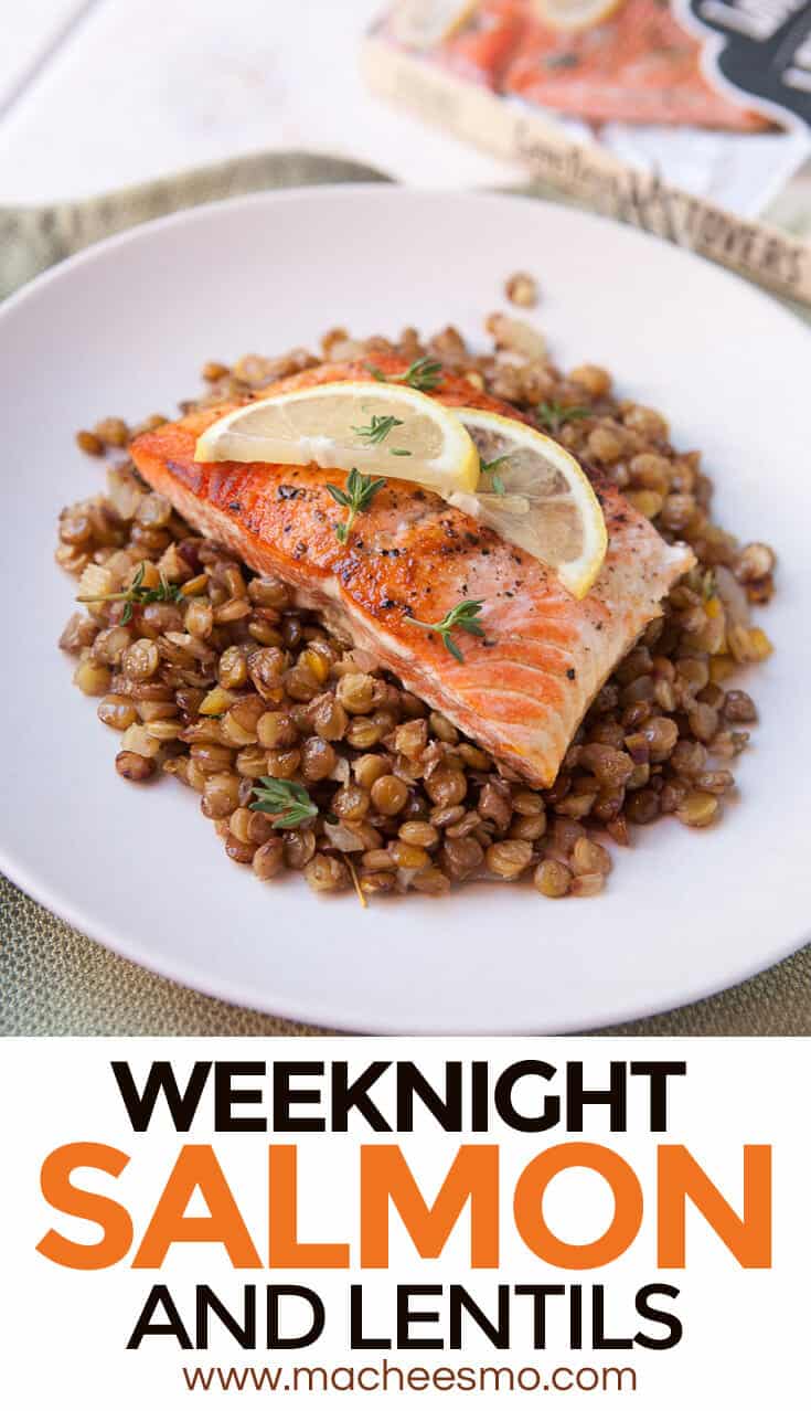 Lentils and Salmon - simmered lentils with lemon and capers and butter roasted salmon make for a quick and healthy dinner option! From Love Your Leftovers.