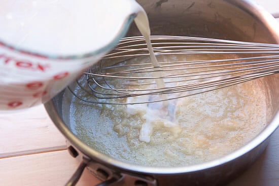Starting the sauce for Red Potatoes Au Gratin
