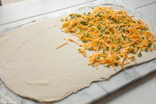 Filling the dough - Savory Monkey bread