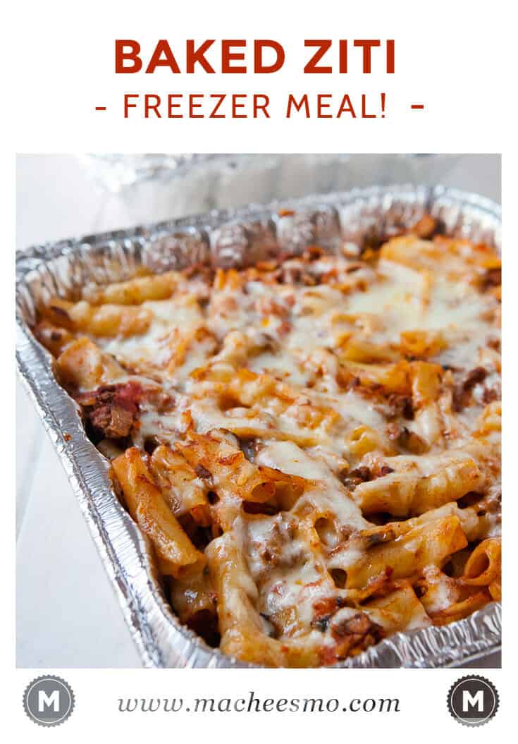 Freezer Baked Ziti: A great freezer casserole of ziti pasta with meat sauce and lots of cheese. A great winter meal that freezes perfectly!