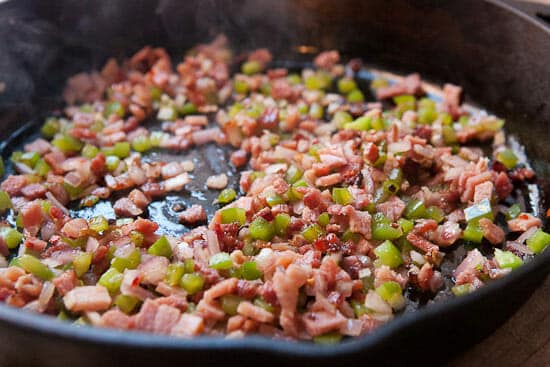 Ham cooked for breakfast sliders.