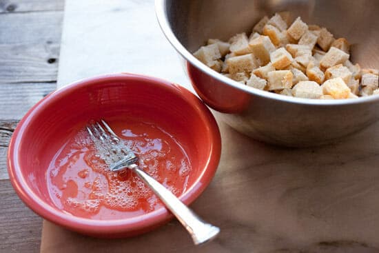 egg whites for croutons.