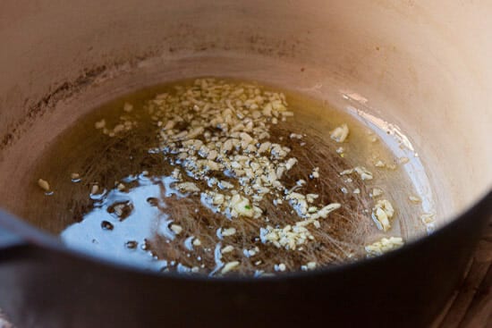 Garlic for spinach artichoke pasta.