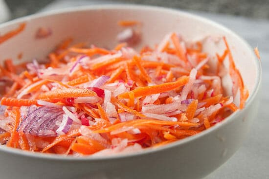 Shredded slaw for fish tacos