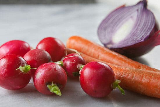 Radish and carrot slaw for tilapia tacos