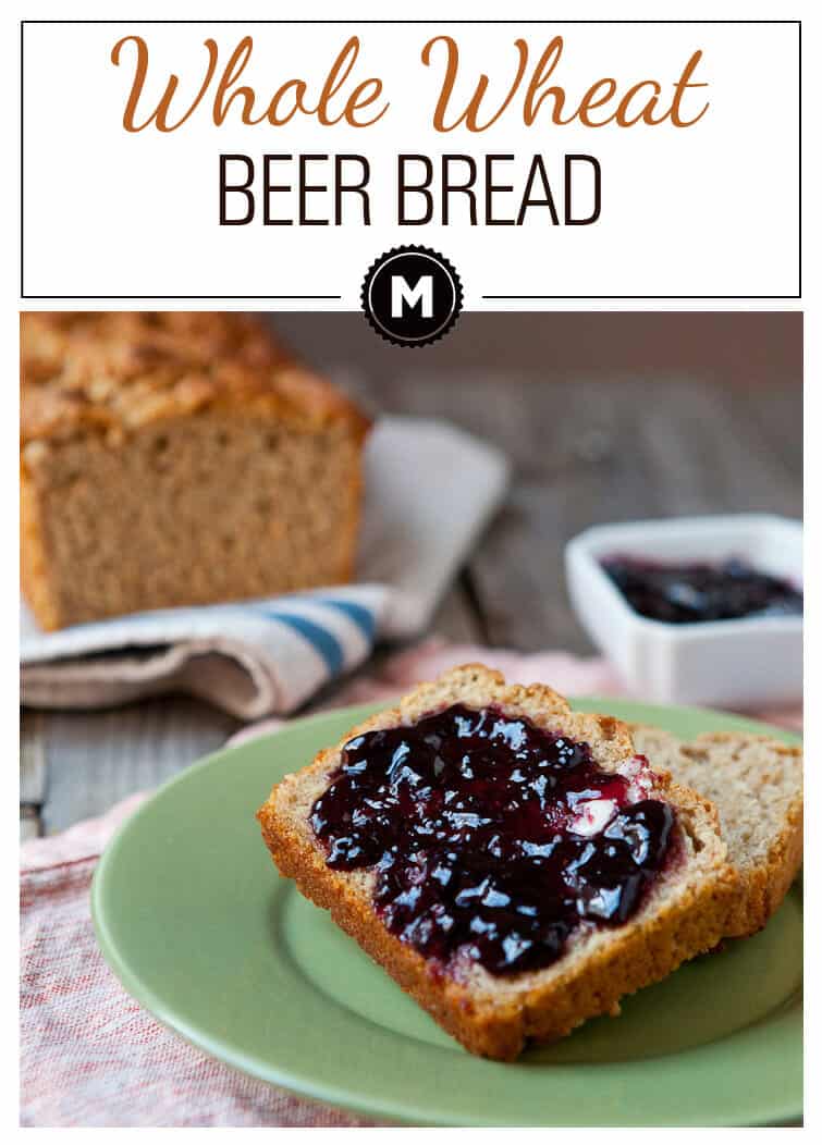 Whole Wheat Beer Bread: A quick toss-together bread loaf measured out to require just one can of beer! So good with toast and jam.