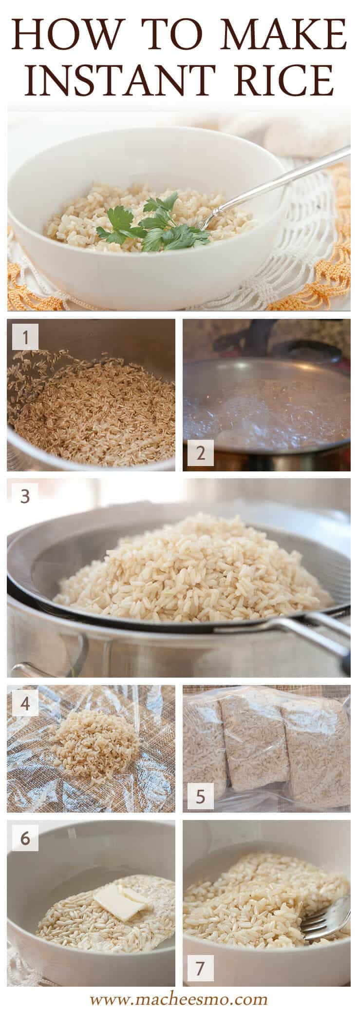 Instant Rice At Home: The trick and tutorial for making excellent instant rice at home. I like to use brown rice. Cook a big batch, store it correctly, and reheat it in minutes!