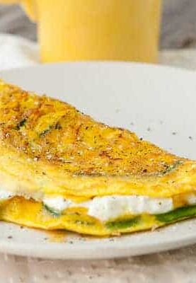 Shredded Golden Beet Omelet: Slightly sweet golden beets, shredded and sauteed with poblano peppers and folded into a perfect omelet with goat cheese!