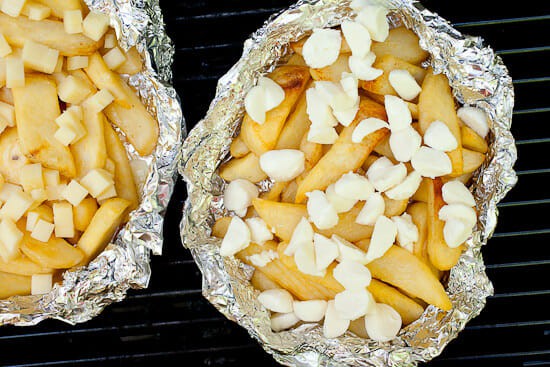 Grilled foil packs with cheese.