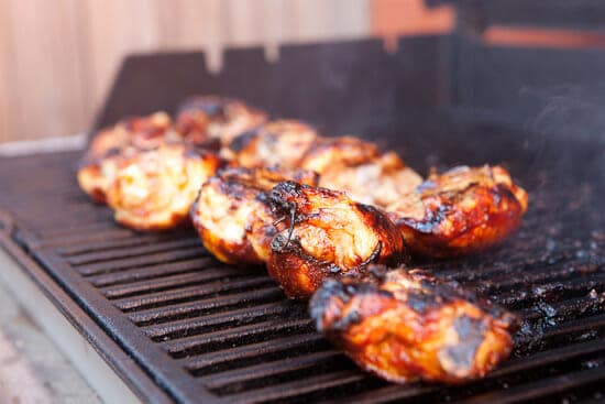 High heat - Hoisin chicken thighs.