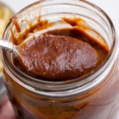 Ancho Fig BBQ Sauce: The perfect summer BBQ sauce. Slightly sweet and spicy and ready in minutes! Slather it on any grilled or smoked meat or, my favorite, macaroni and cheese! From the Franklin Barbecue Cookbook!