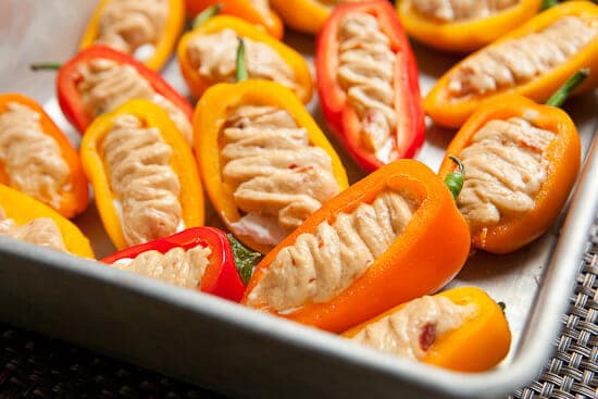 Goat cheese stuffed sweet peppers.