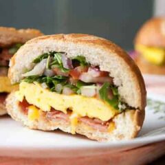 Hollow Hard Roll Breakfast Sandwich: The best way to make a breakfast sandwich is to ditch most of the bread and stuff it full of all kinds of goodies. This is my new favorite thing. | macheesmo.com