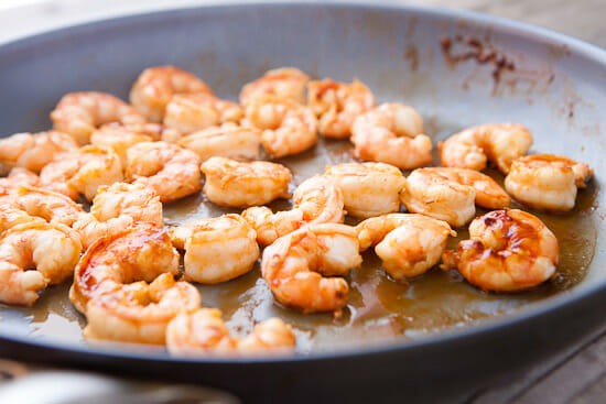 Thai shrimp flatbread.