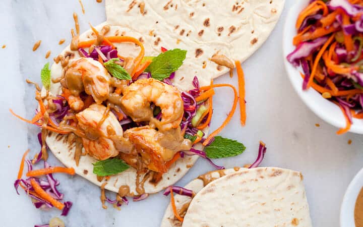 Thai Shrimp Flatbreads.