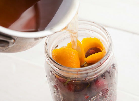 Homemade cocktail cherries.