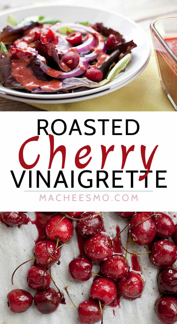 Roasted Cherry Vinaigrette: A simple homemade vinaigrette with just a few ingredients to highlight the delicious, seasonal roasted cherries. Perfect for a light summer salad!