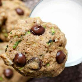 Zucchini Chocolate Chip Cookies - A perfect way to use up some extra zucchini! These cookies are packed with shredded zucchini and chocolate chips. The secret ingredient that pulls it all together? Almond granola!