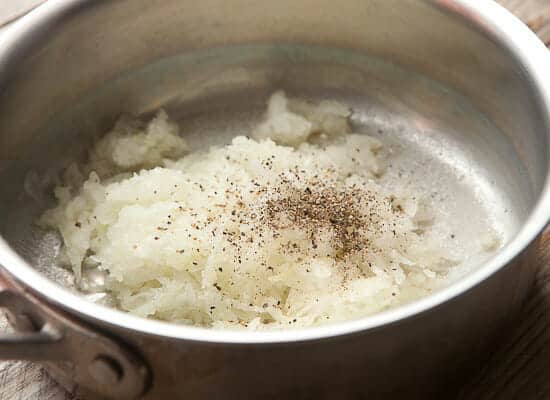 Grated onions for BBQ Chicken Sloppy Joes.