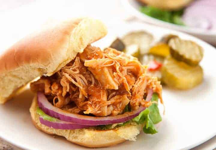BBQ Chicken Sloppy Joes! These are perfect for a quick weeknight meal. They are fast to make from scratch or you can toss everything in a slow cooker and they are ready when you are! Great for a back-to-school, busy weeknight meal! | macheesmo.com