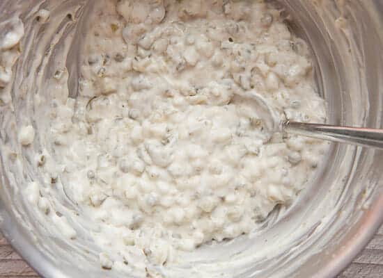 Easy Homemade Tartar Sauce in bowl. 