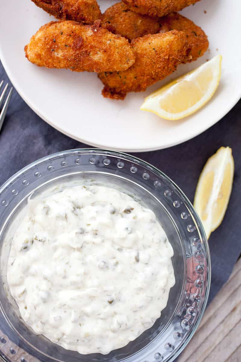 Fish and homemade tartar sauce.