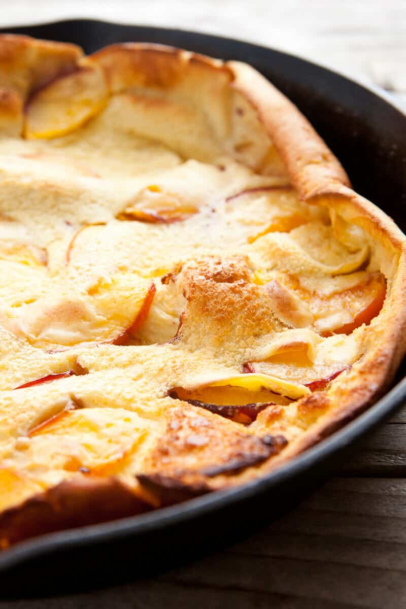 Peach Dutch Baby with Berry Syrup
