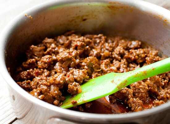 Beef filling for fried tacos.