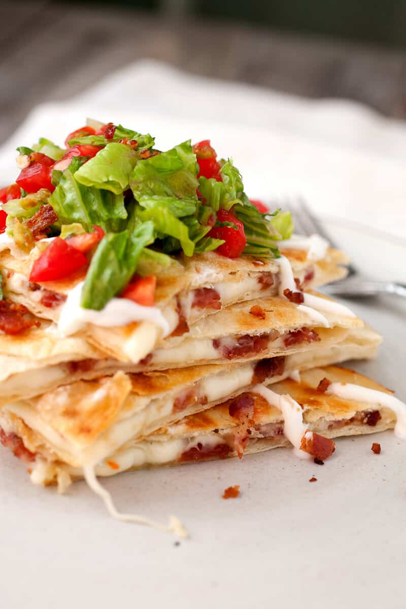 BLT Quesadilla with toppings.
