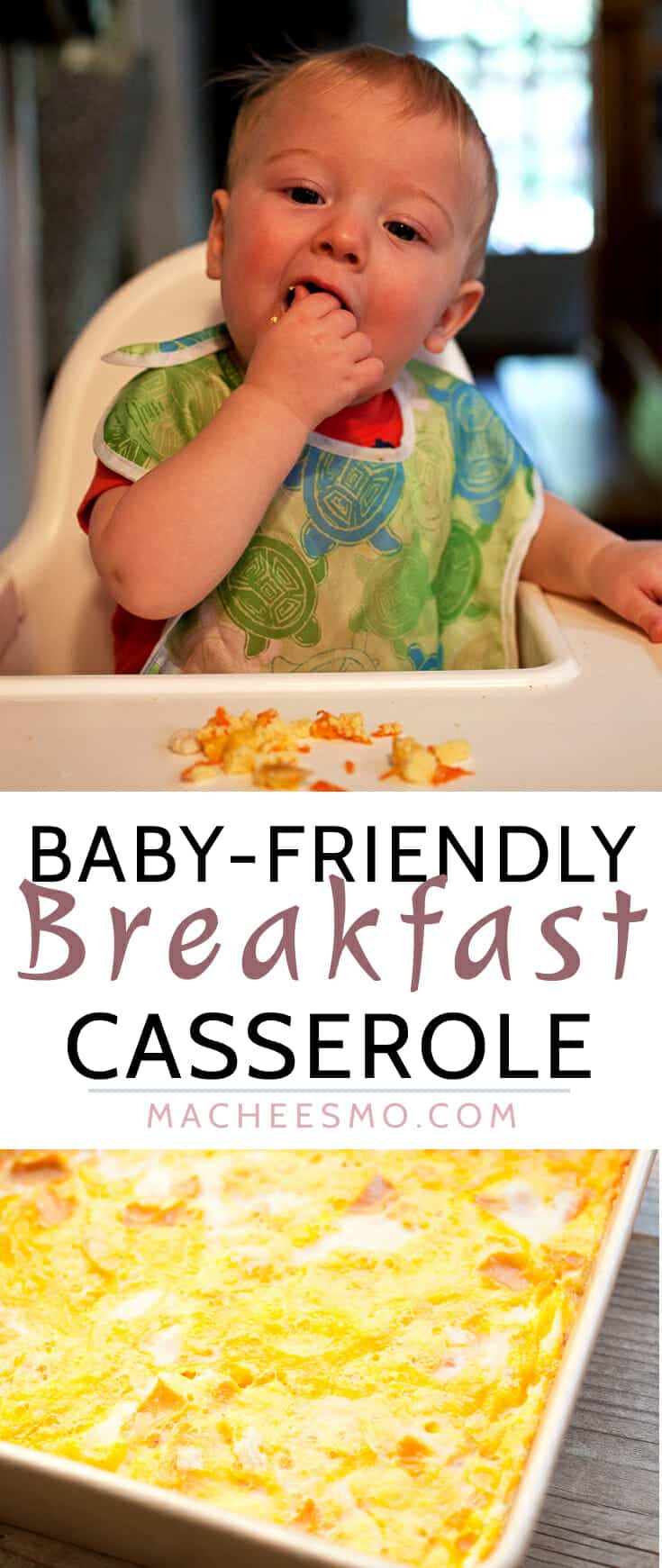 Baby-Friendly Breakfast Casserole: Feeding a toddler in the morning can be tricky. This simple shredded vegetable casserole is perfect for little ones. It's easy to heat up and they can pick it up on their own! Baby approved! | macheesmo.com