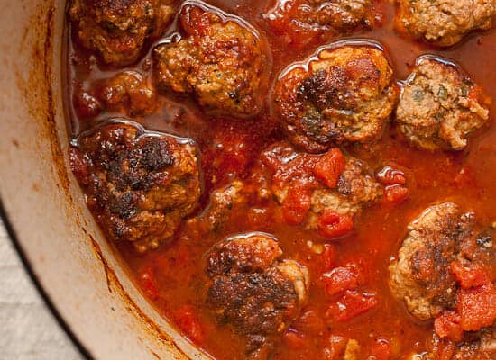 Tomato Red Wine Braised Meatballs