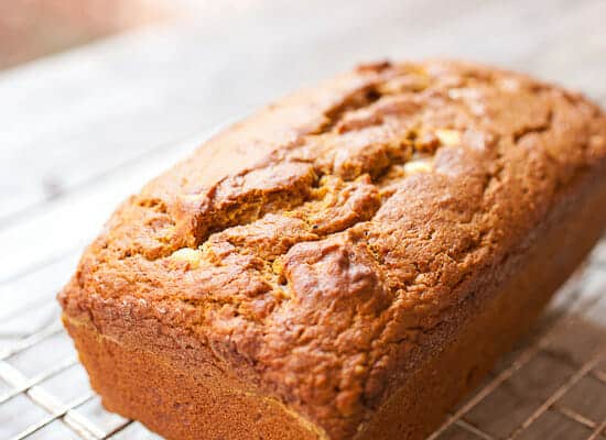 Letting pumpkin bread cool before slicing.