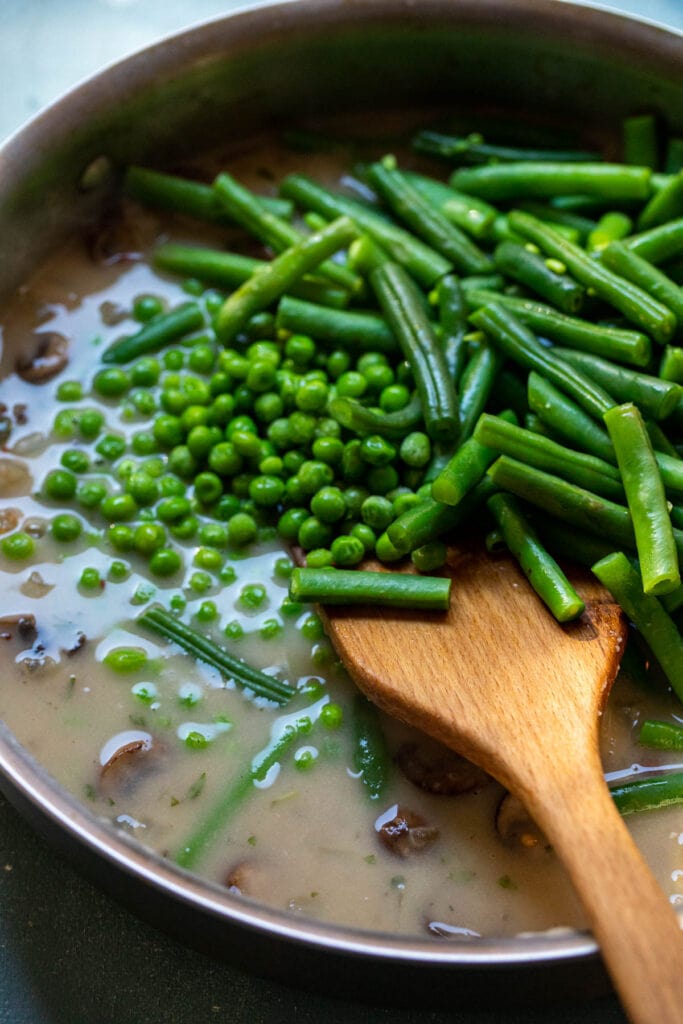 All mixed up green bean casserole.