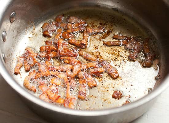 Bacon cooking for savory oatmeal