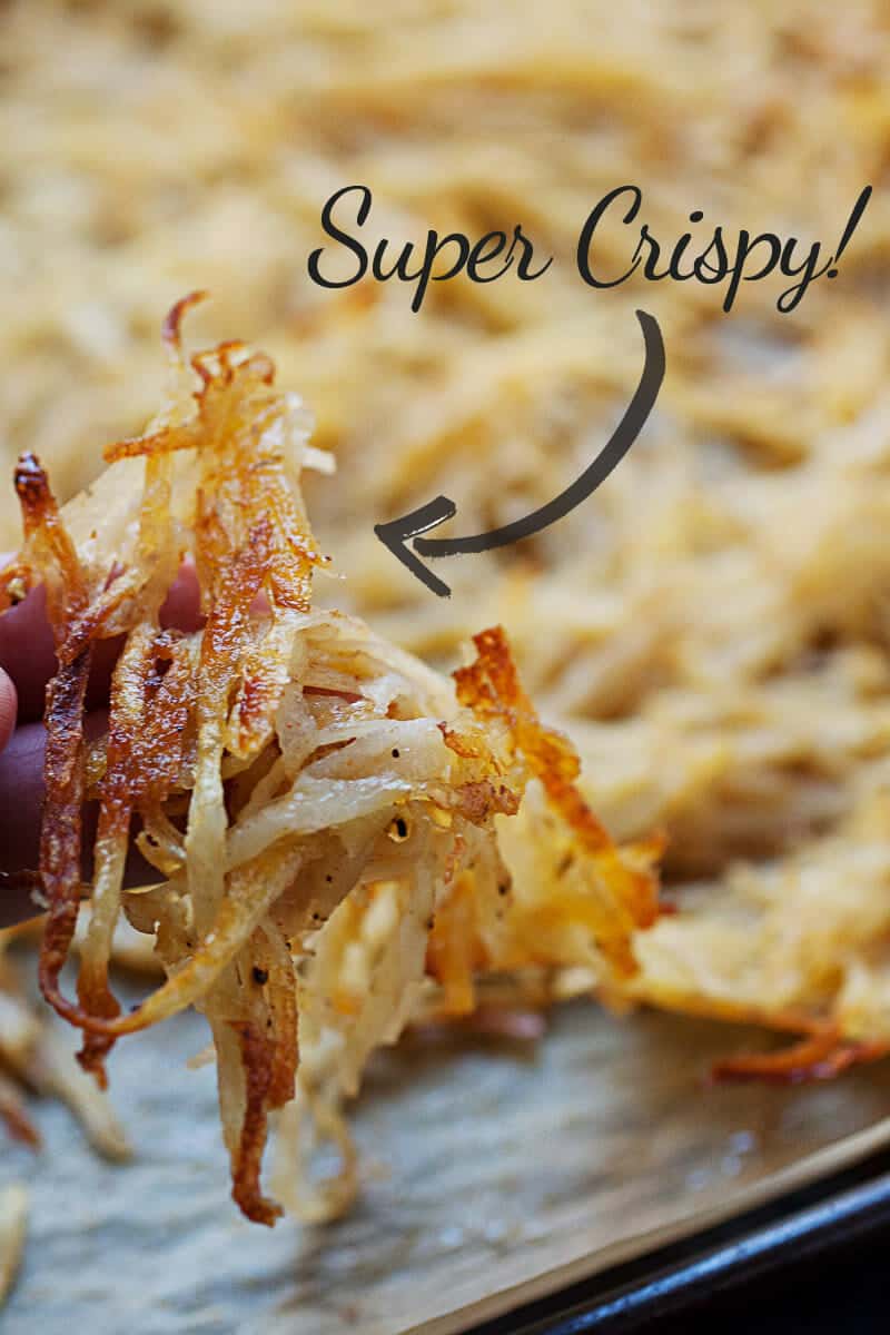Sheet Pan Hash Browns Sheet Pan Hash Browns: After much experimentation, this is the easiest and most failsafe way to make perfectly crispy (and flavorful) hash browns in the oven on a single sheet pan! You'll never stress over soggy potatoes again. | macheesmo.com