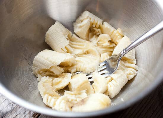 Banana Poppy Seed Muffins mashing