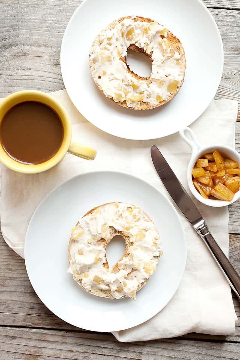 Caramelized Pineapple Cream Cheese: If I'm going to spend the time to make my own bagel spread, it needs to be original (can't find it in the stores) and very delicious (worth the work). This sweet and citrusy spread checks both of those boxes for sure! | macheesmo.com