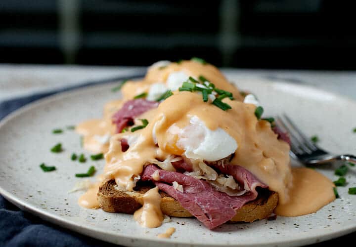 Irish Eggs Benedict with Corned Beef