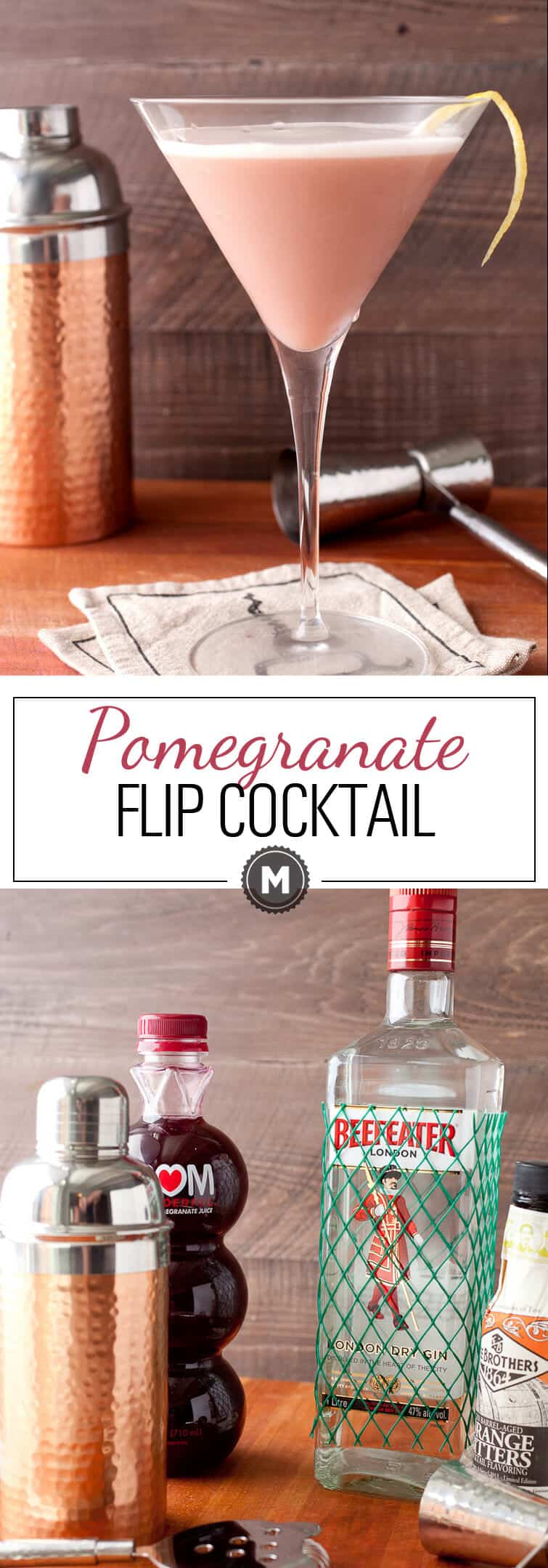 The Pomegranate Flip Cocktail: This easy cocktail is a classic but with a modern twist! It's perfect for a hot summer day: light and refreshing! The secret ingredient to a real flip cocktail: EGG WHITE! Don't skip it! Click through to learn how to make it right! | macheesmo.com