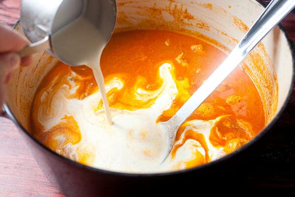 Adding Cream for Easy Butter Chicken
