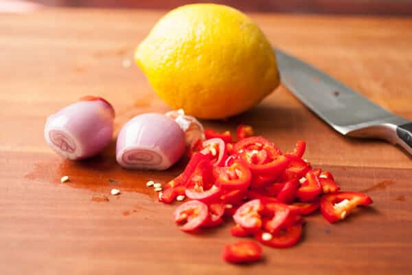Shallot and Peppers chopped.