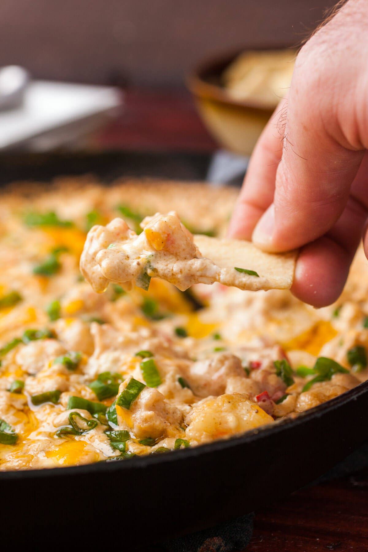 Baked Shrimp Dip on chips