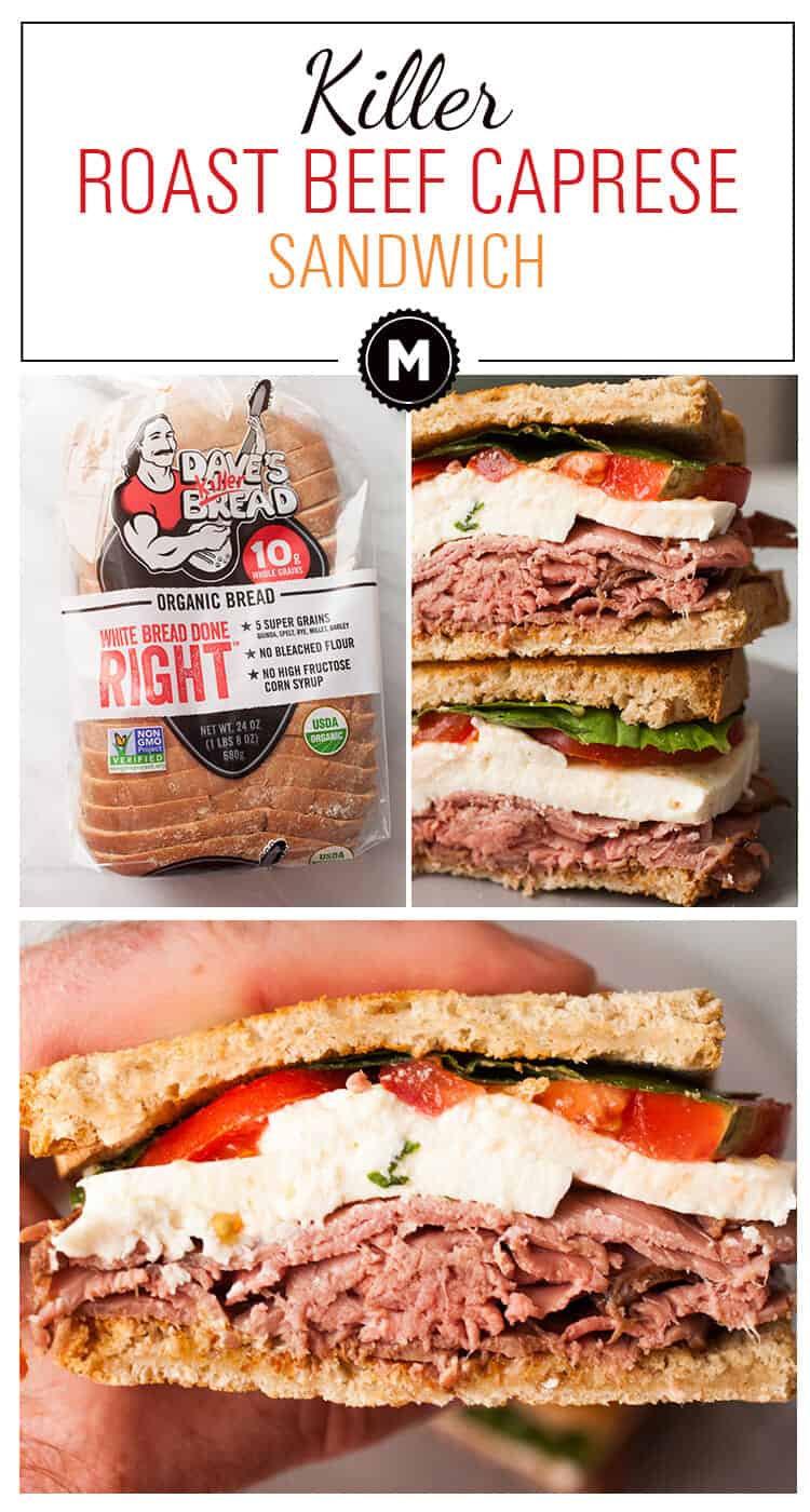 Roast Beef Caprese Sandwich: This easy and quick lunch sandwich has everything you want with no fancy prep! So fast and so delicious! | macheesmo.com